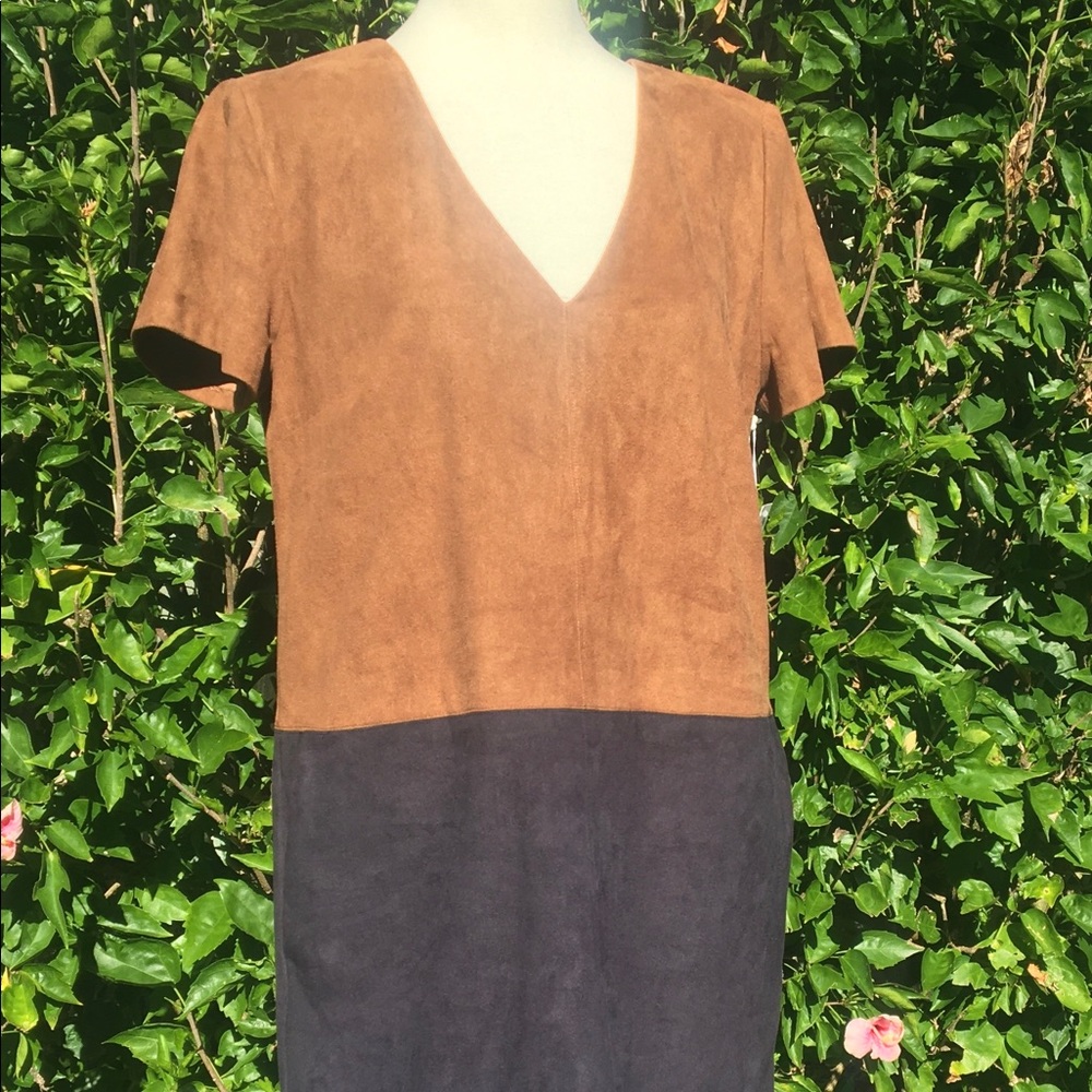 1 State faux suede color block dress NWT